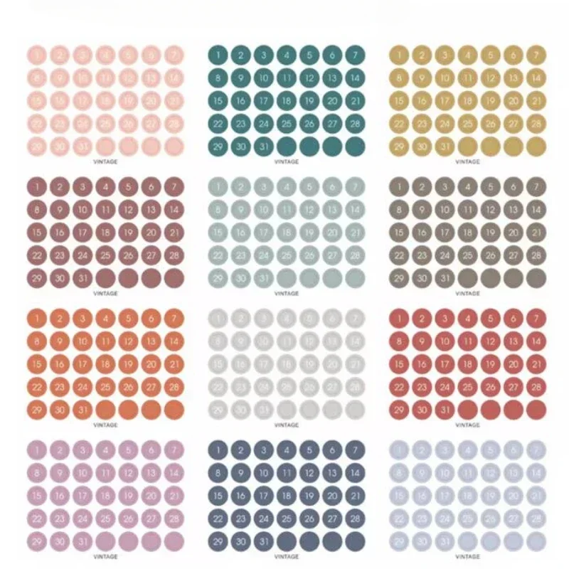 

Декоративные наклейки на даты, бумага, 12 листов