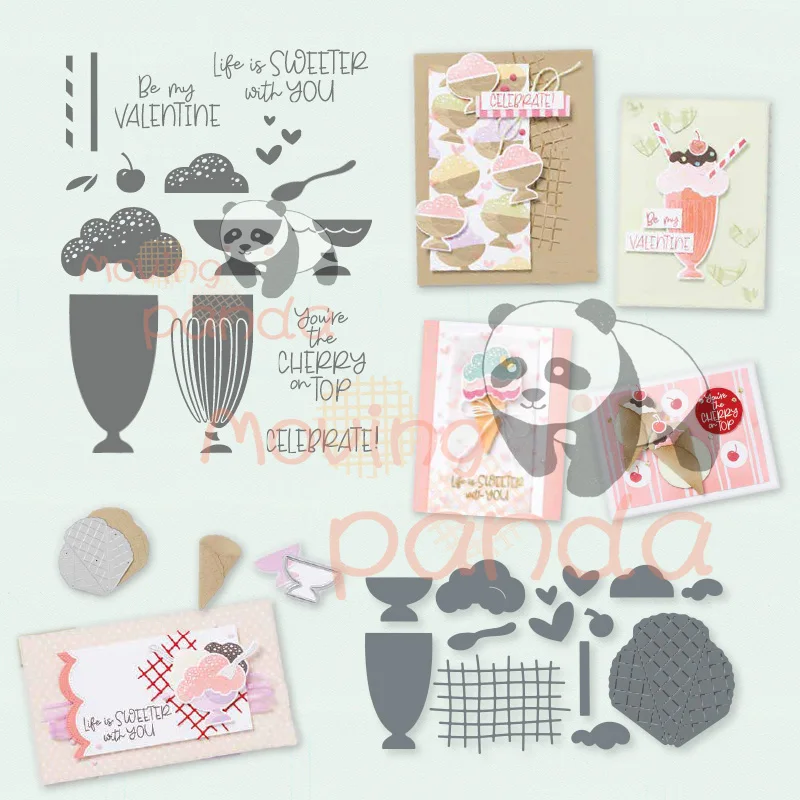 

MP667 New Arrival Ice Cream Metal Cutting Dies And Clear Stamps For DIY Dies Scrapbooking Handmade Card Decoration Craft Dies