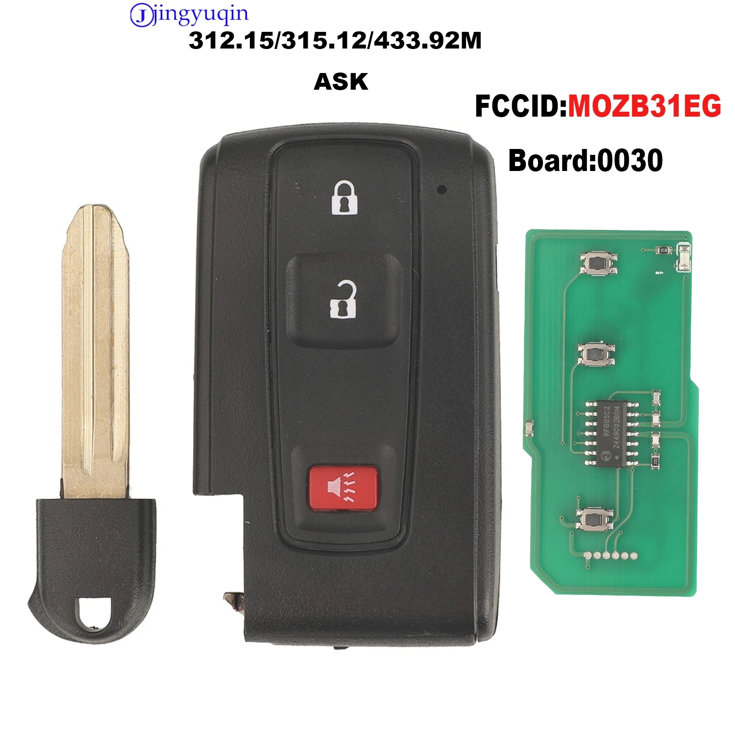 

Jingyuqin для Toyota Prius 2004-2009, автомобильный умный дистанционный ключ без ключа, 312,15/315,12/433 МГц, 4D чип-ключи FCC MOZB31EG