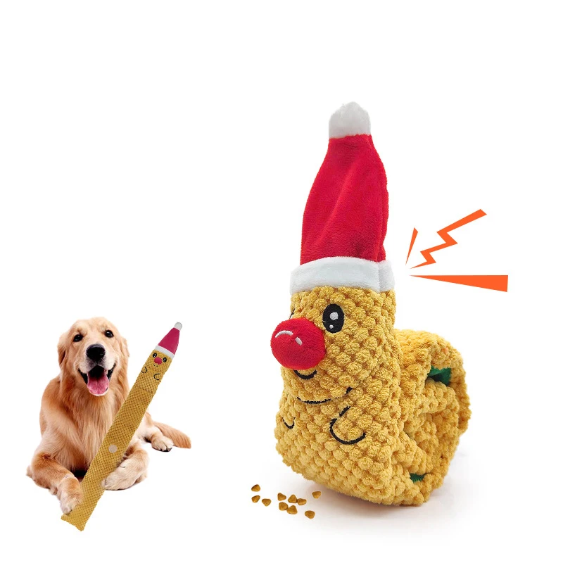

New Dog Toys Christmas Moose Leaking Food Teasing Interactive Chew Puppy Toys With Squeaker Durable Stuffed Elk Pet Supplies