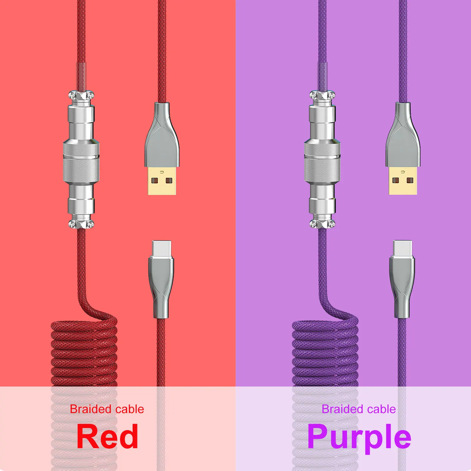 2 в 1 спиральный провод A-viator Тип C к USB-кабелю для механической клавиатуры