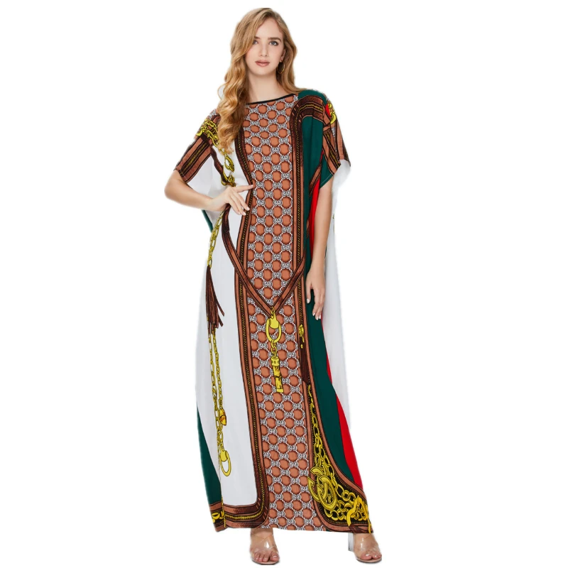 2022 New Arrival African Embroidered Flower Dress Women Middle East Muslim Dress Long Robe Black Ladies Dress Moroccan Kaftan