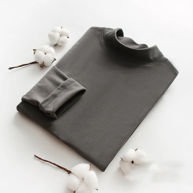 Autumn Winter Warm Half High Collar Fashion Thermal Underwear Men Basic Thermo T-shirt Blouse Pullover Long Sleeves Thermal Top