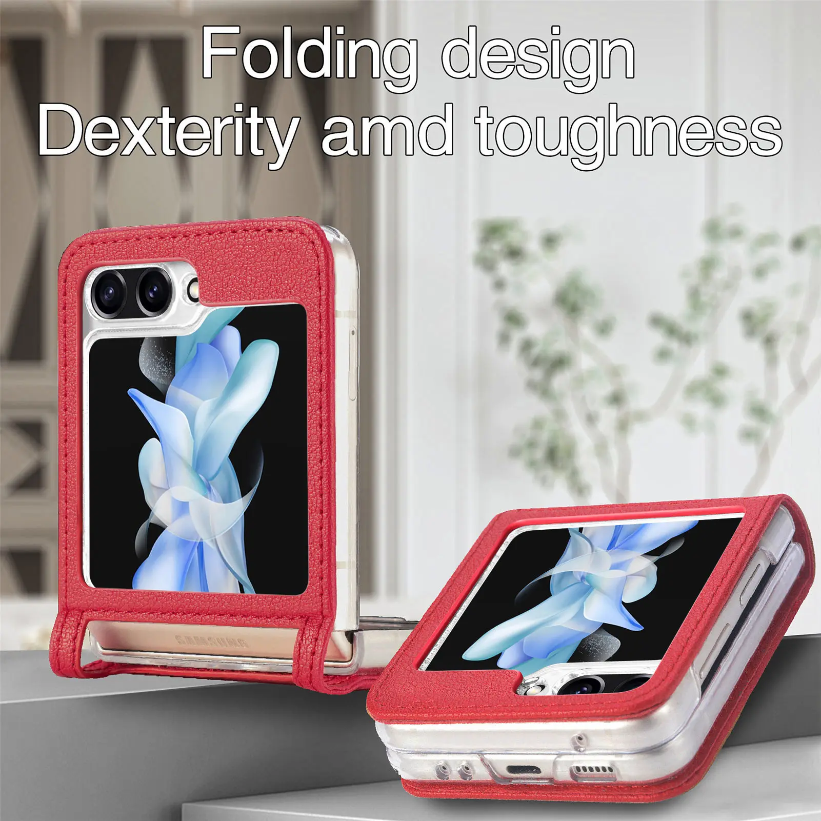 

for samsung z flip 5 Anti-Fingerprint Card Holder Bag Case for Samsung Galaxy Z Flip 5 Flip5 Portable Phone Accessories