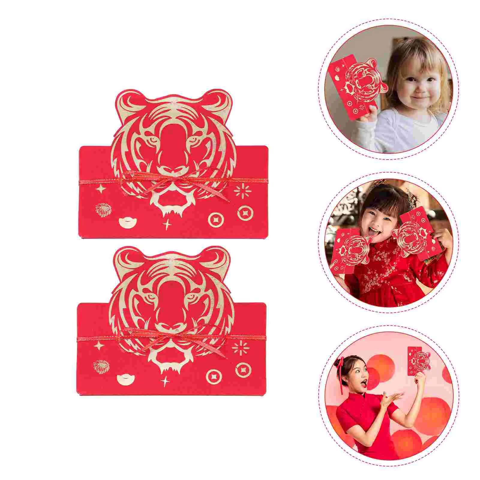 

2Pcs Zodiac Tiger Red Envelopes Frosted Gift Money Pouch 2022 Foldable Money Bag