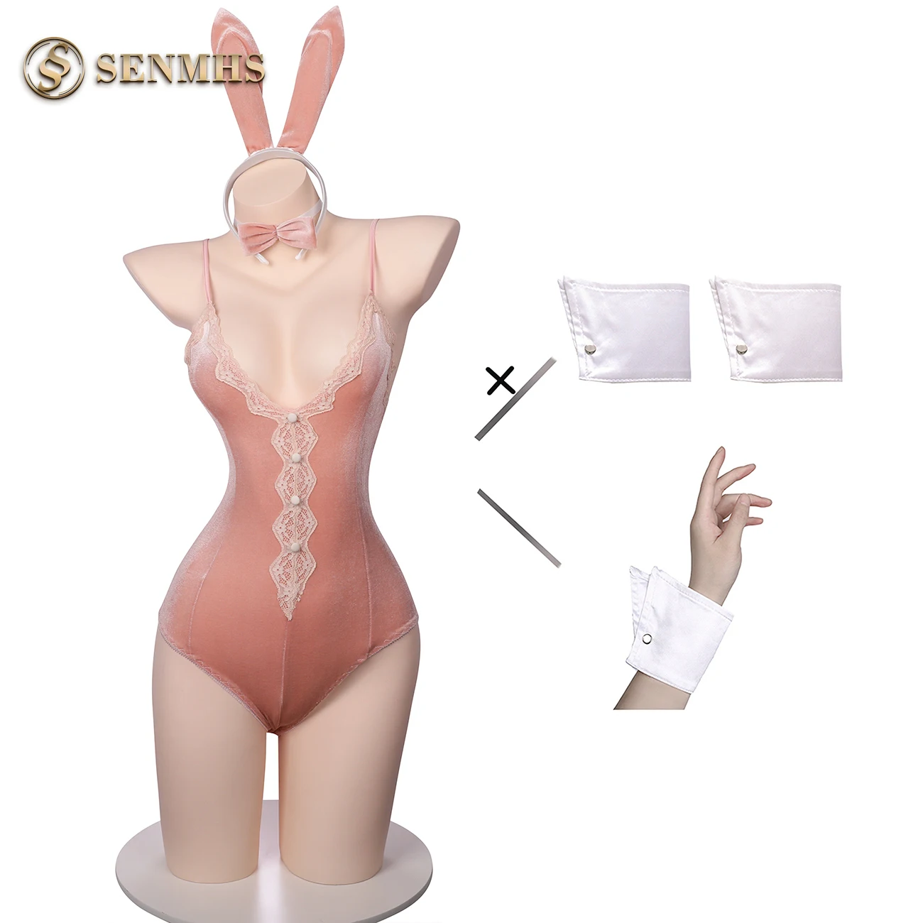 Женский костюм для косплея SENMHS Kawaii Anime Bunny Girl с глубоким V-образным вырезом |