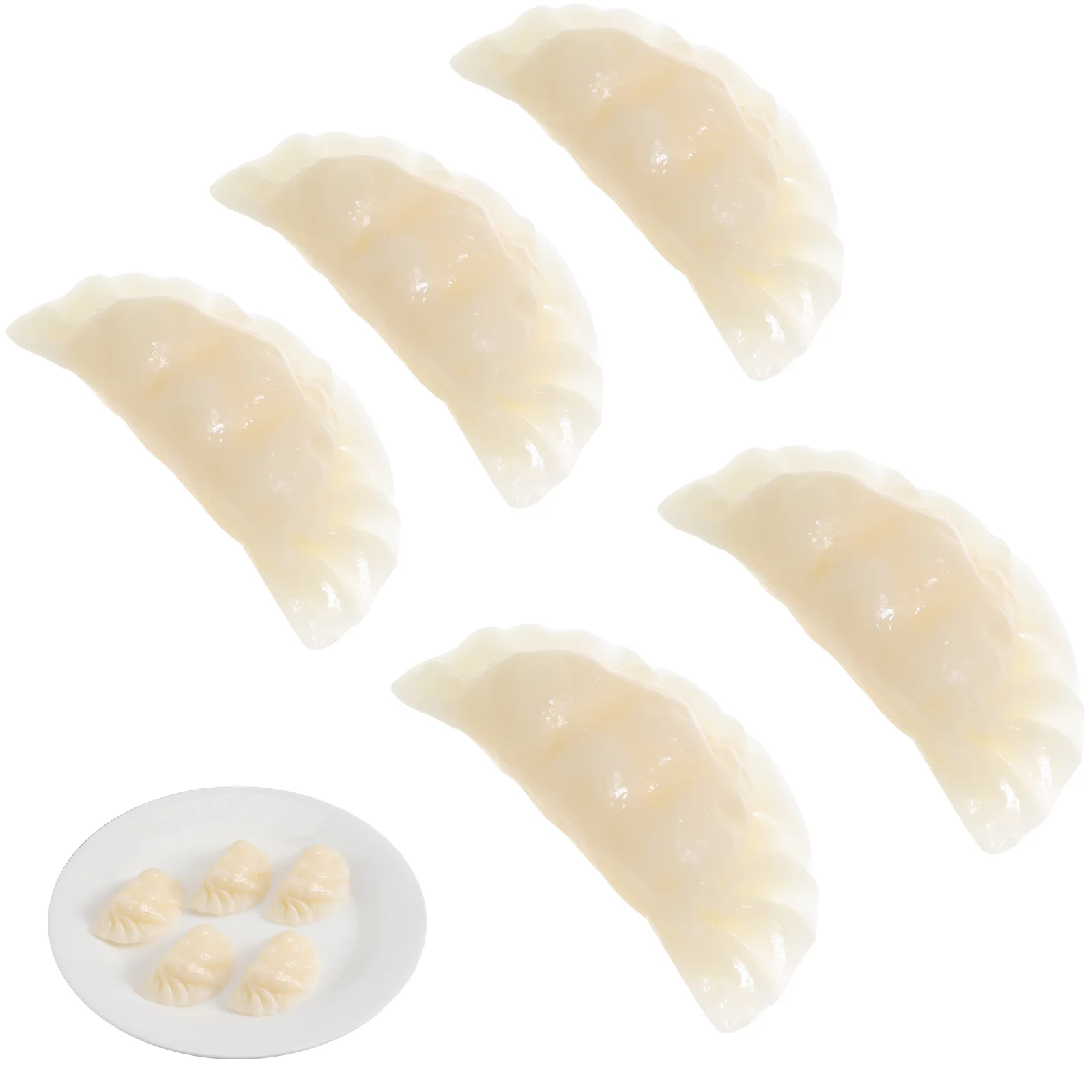 

5 Pcs Plastic Food Kids 6cm Imitation Dumplings House Window Photography Prop Adornment False White Pvc Shop Decor Child