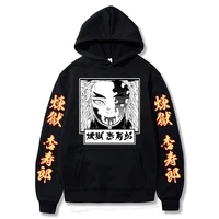 anime demon slayer kimetsu no yaiba costume hoodie rengoku kyoujurou flame hashira printing sweatshirt oversized pullovr unisex