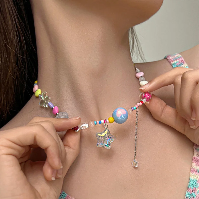 Модные ожерелья с бусинами в богемном стиле для женщин и девушек милый кулон