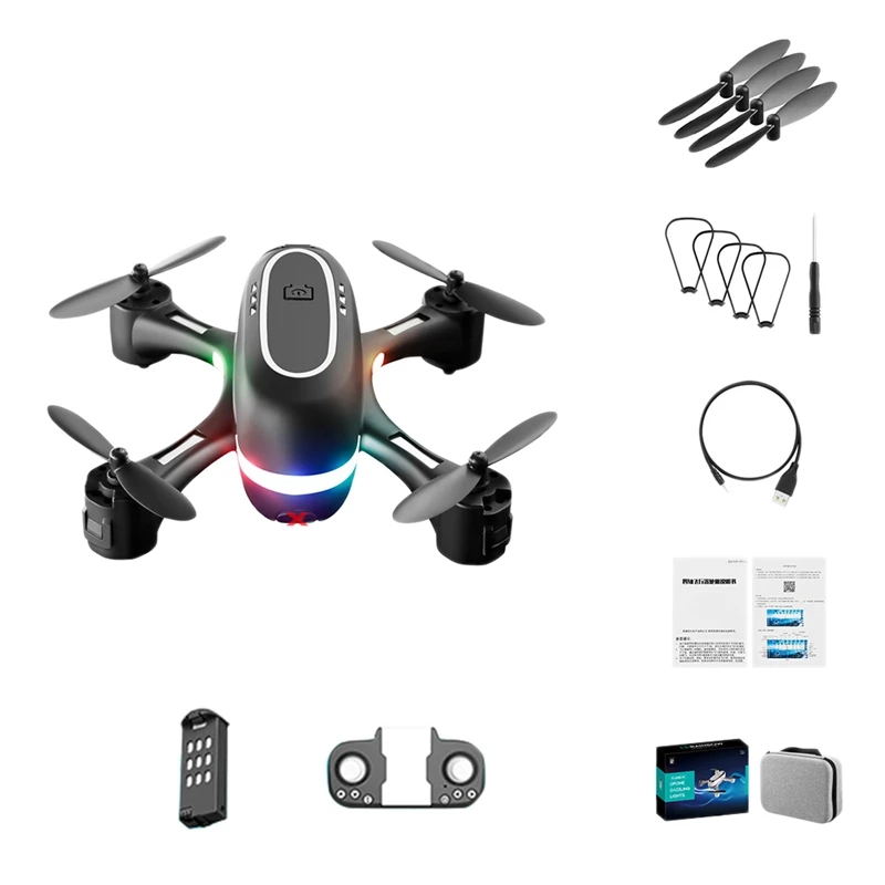 

LSRC Mini Four-Axis Drone HD Positioning Aircraft LED Marquee Remote Control Aircraft Children's Adult Toys