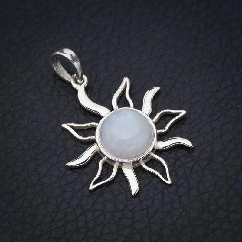

StarGems Moonstone Sun Handmade 925 Sterling Silver Pendant 1.25" F5041