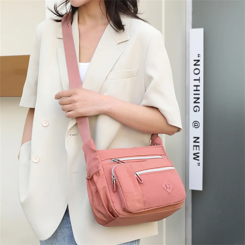 Women Nylon Messenger Bag Shoulder Handbags Female Vintage Crossbody Bags Waterproof Tote Shoulder Bag