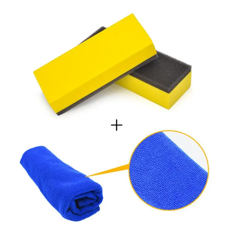 

2Pcs Automotive Plated Glass Coating Tools Sponges and Towels Car Washer Car Cleaning Car Bursh Car styling Car accessories