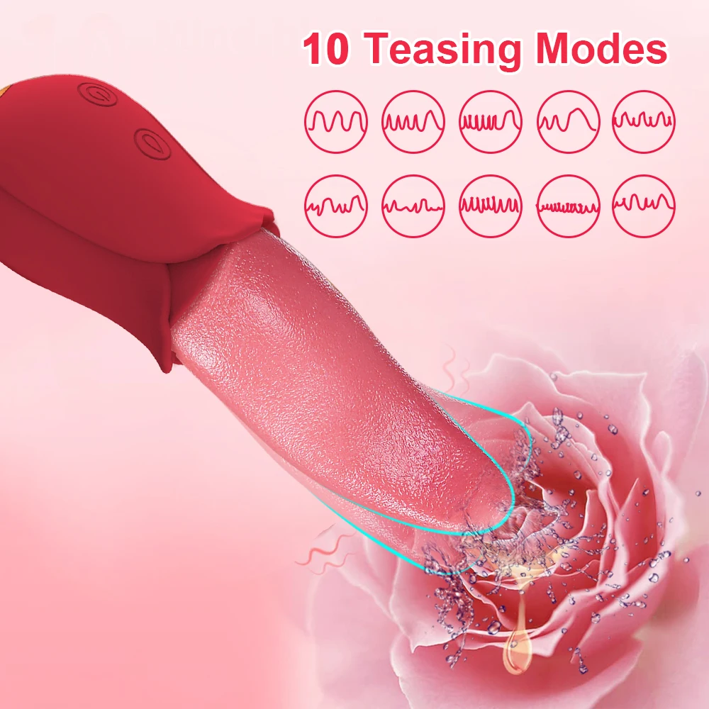 Tongue Licking Clitoral Stimulation Rose Sucking Vibrator for Women Realistic Stimulator Vibrators Female Sex Toys for Women