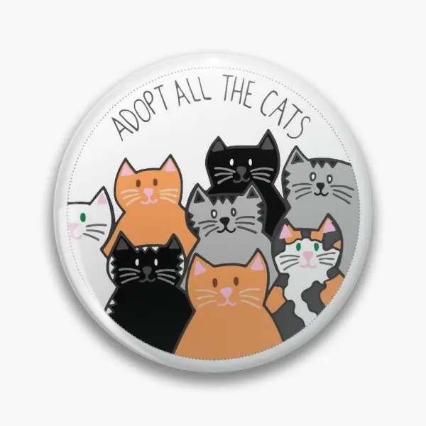 

Adopt All The Cats Customizable Soft Button Pin Lapel Pin Decor Clothes Fashion Gift Hat Funny Cute Collar Metal Badge Brooch