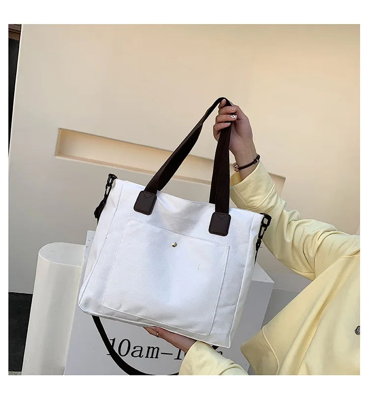 

Большая вместительная холщовая простая Корейская версия для студентов колледжа класс универсальная Диагональная Сумка-тоут новая Холщова...