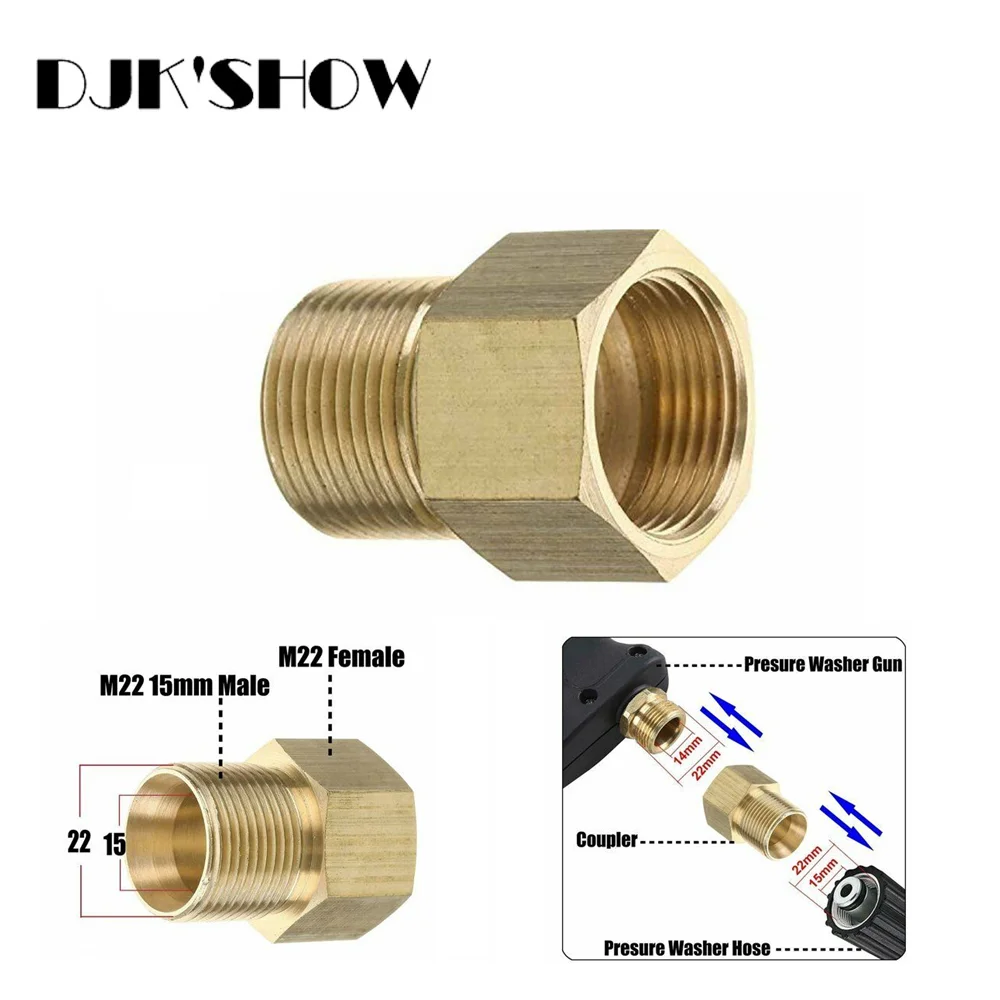 

Переходник Для Пистолета-распылителя Высокого Давления: Снаружи M22 15 Мм На Внутри M22 14 Мм Для Подключения К Шлангу