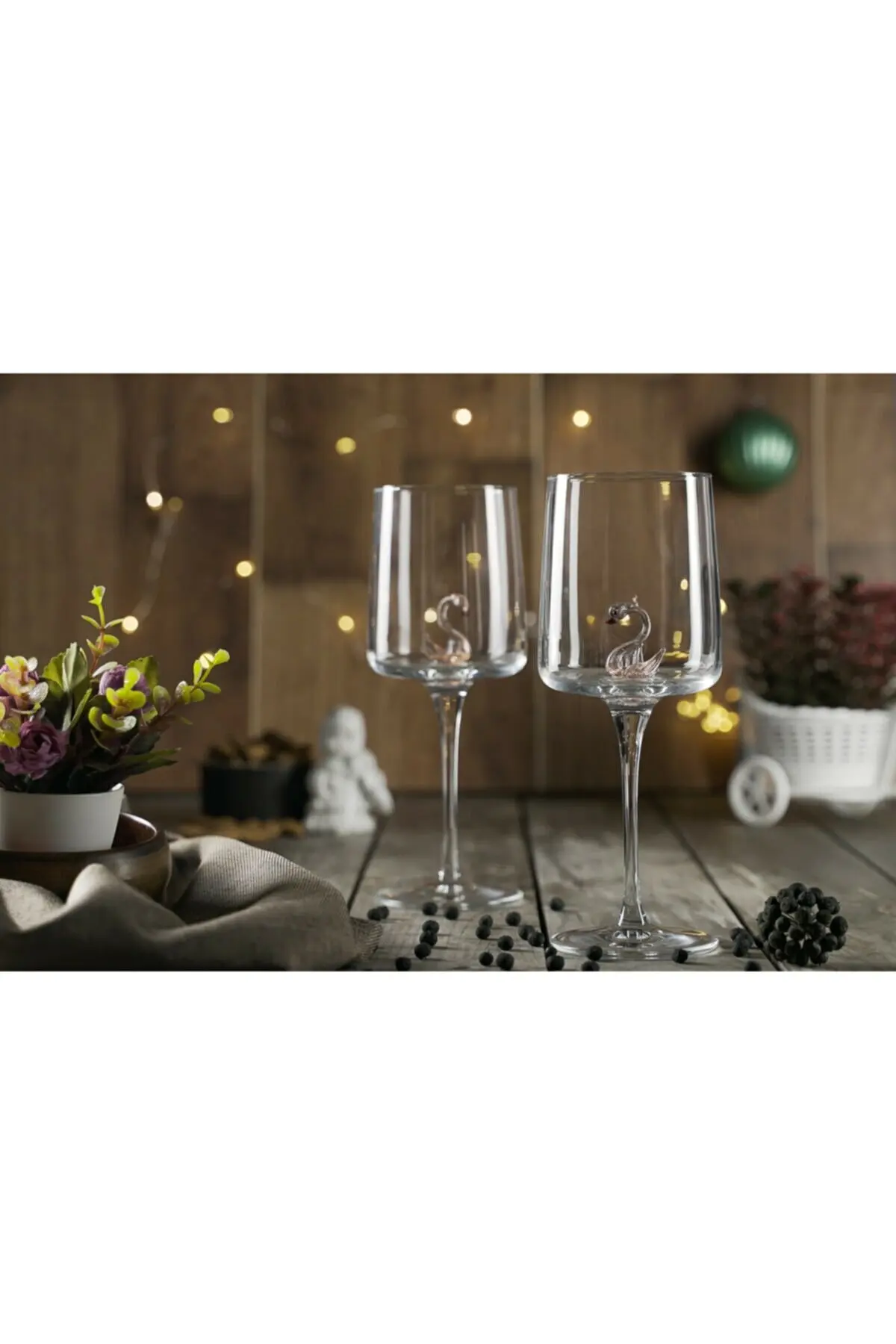 Розовый Лебедь фигурный дизайн ручной работы набор из 2 термостойких стеклянных