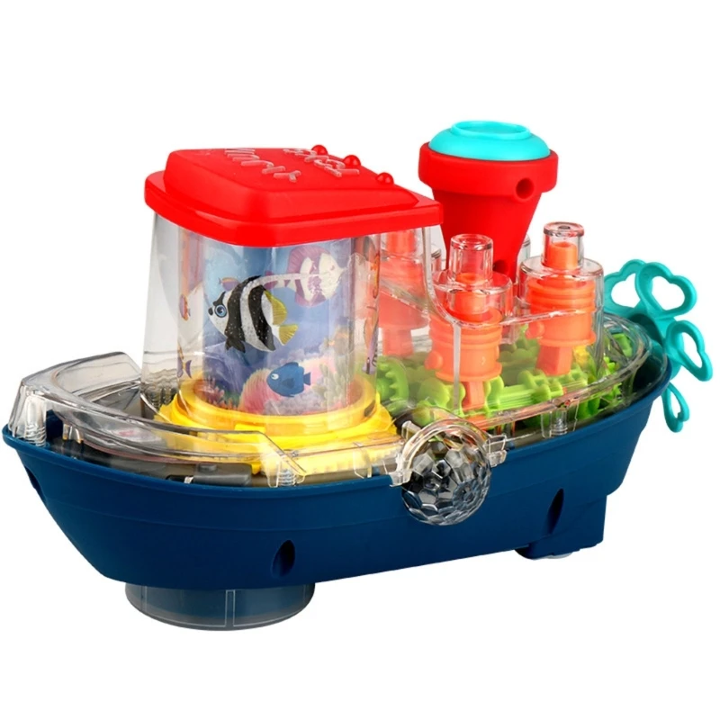 

Q0KB Electric Boat Toy Colorful Light Battery Powered Moving Ship with Sound for Kids