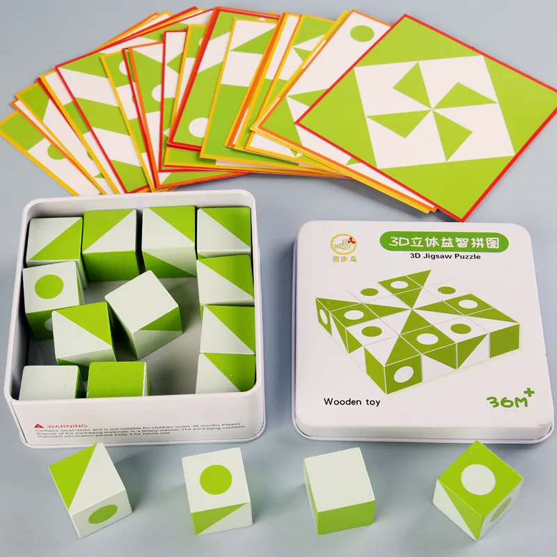 

New 3D Montessori Geometry Puzzles Building Blocks DIY Wooden Toys Thinking Training Wooden Children's Early Education Toy Child