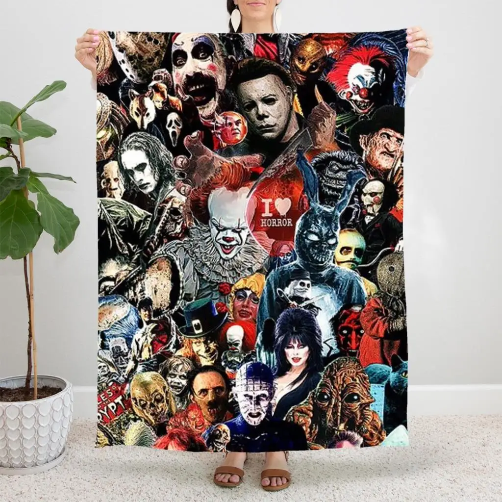 

Horror Movie Scary Blanket Halloween Child of Play Character Chucky Plush Throw Blankets for Bedding Lounge Bedspread