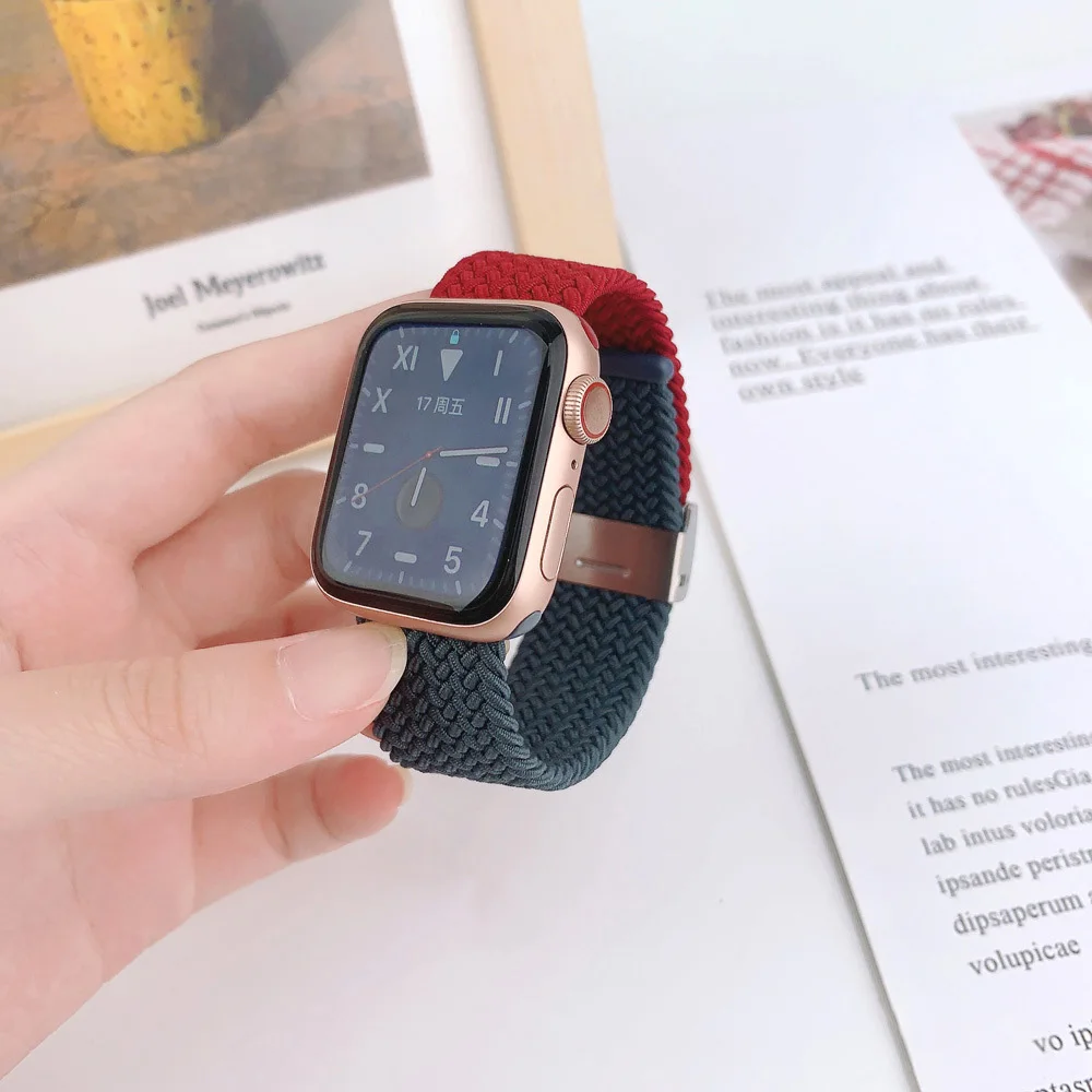 Clashing Band for Apple Watch Straps 44mm 45mm 41mm 40mm 42mm 38mm Woven Wristband Bracelet for Iwatch Series 8 7 6 5 4 3 2 1 SE