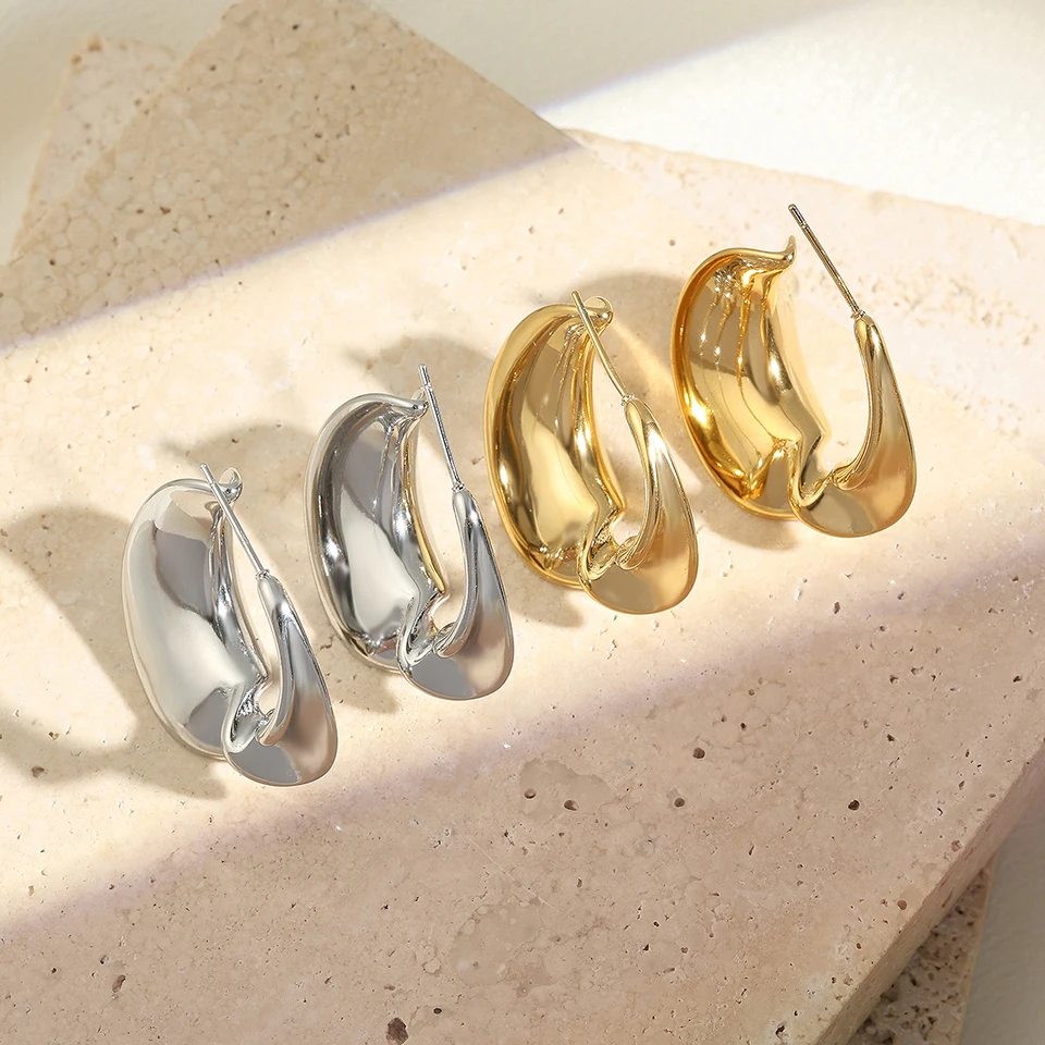 Открытые парные кольца FEEHOW золотого цвета с геометрическим дизайном модное