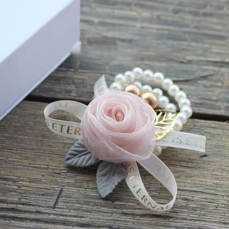 Изысканный красивый браслет подружки невесты романтический с розой маленький со