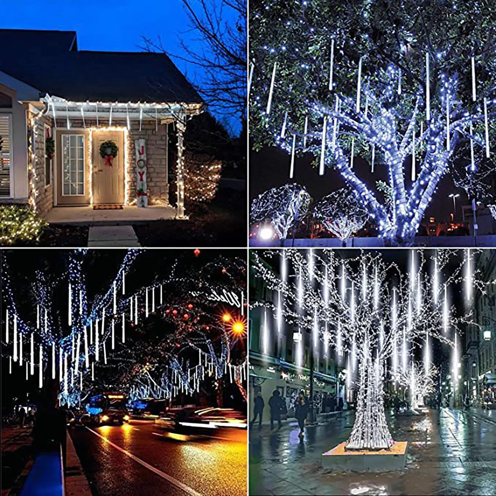 

Icicle Lights 300 Party LED Lights Shower Rain Snowfalls Xmas Tree Garden Outdoor 50CM Plug in Battery Pack for Christmas Wreath