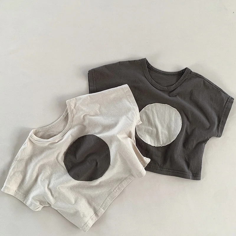 

2022 летние детские повседневные футболки в Корейском стиле для малышей Топы с коротким рукавом детские свободные футболки унисекс