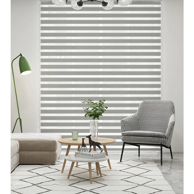 

Smart control electric double layer zebra blinds grey luxury curtain shade motorized roller blinds battery motor zebra blind