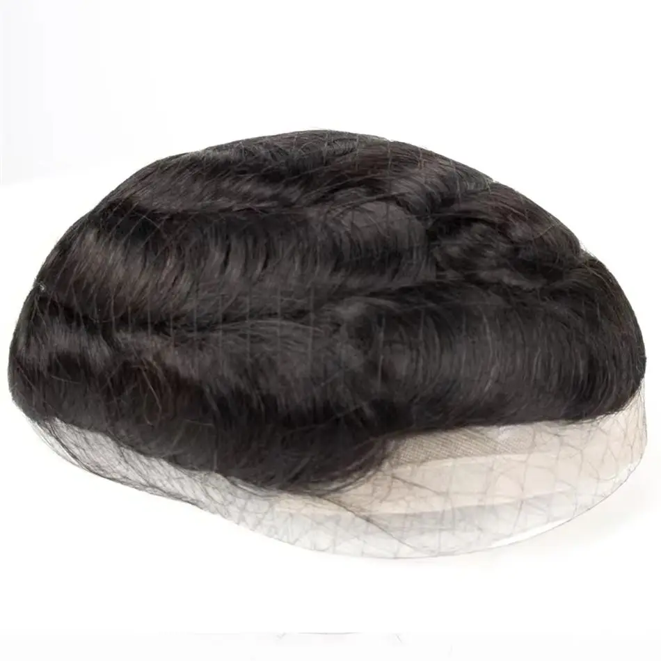 Фото Мужской парик из натуральных волос Hollywood Swiss Lace Front Toupee с имитацией кожи, 100% натуральные волосы Remy Virgin, мужской протез для волос №4