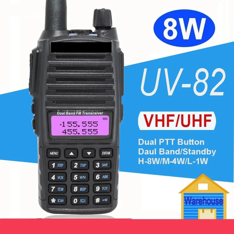 

Real 8W Portable Radio Walkie Talkie Baofeng UV-82 Dual PTT Two-way Radio Vhf Uhf Amateur Radio Receiver UV82 Two Way Transmiter