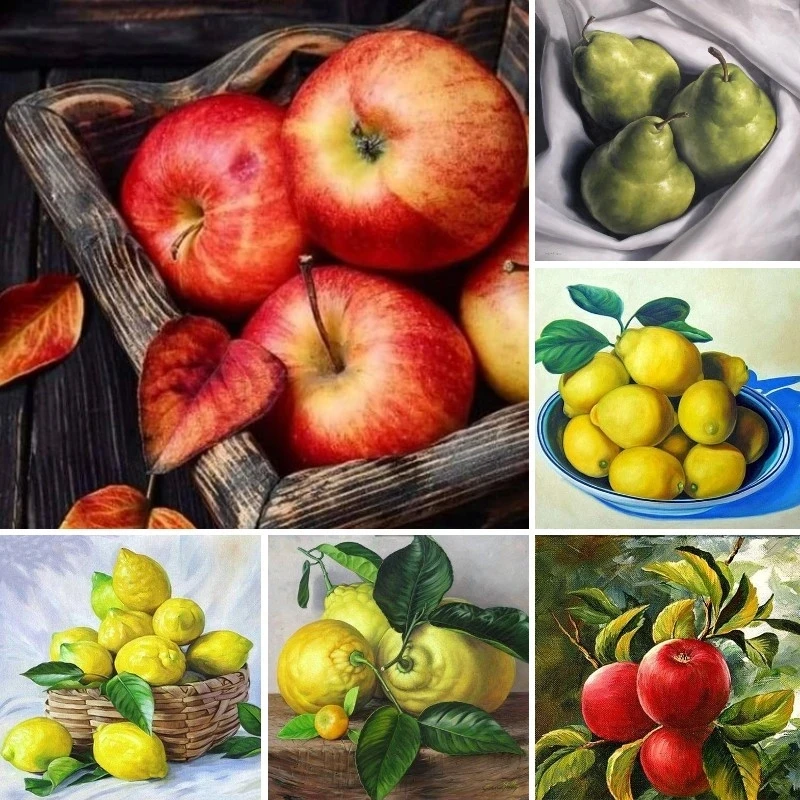 

Алмазная 5D картина «сделай сам», вышивка крестиком, мозаика из фруктов, алмазная вышивка по номерам, картина лимонного яблока, семейный Декор Mk943