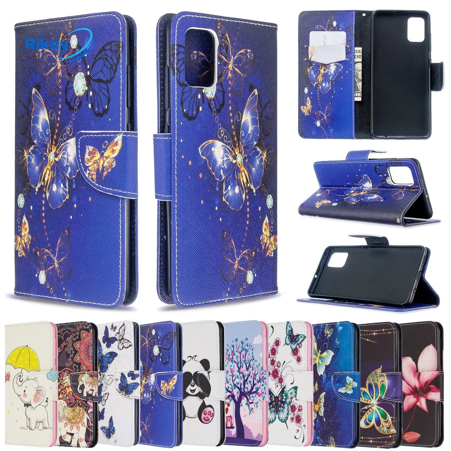 

Rikey For Samsung A14 painted leather case A13 A54 S22 A24 mobile phone protective case carton cute fasion couple