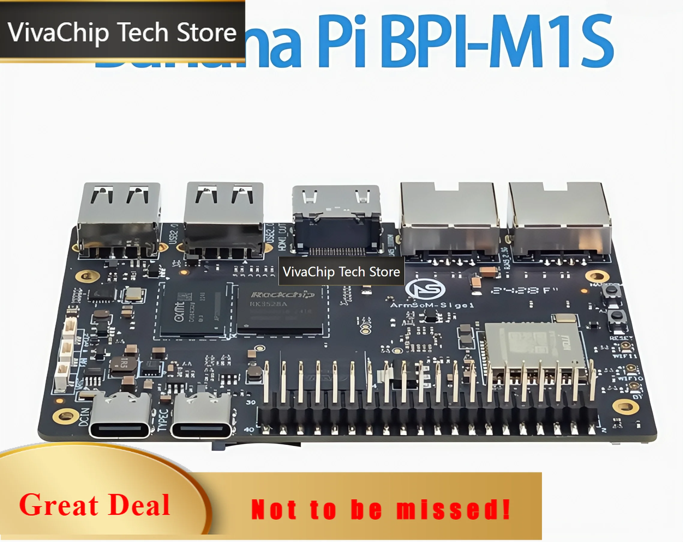 Фото Плата для разработки VivaChip TechBanana Pi BPI-M1S (BananaPi BPI-M1S) на базе RK3528 с поддержкой 4K, WiFi6, Lede, официальная поддержка №1