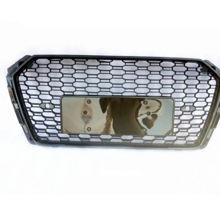 

For RS4 Style Front Sport Hex Mesh Honeycomb Hood Grill Gloss Black for Audi A4/S4 B9 2017-2019 Car Accessories