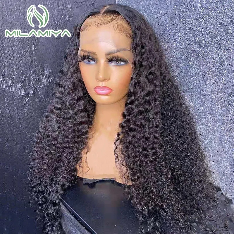 Brazilian Kinky Curly Transparent 13x4 13x6 Lace Front Human Hair Wigs For Women PrePlucked 4x4 5x5 Closure Wig
