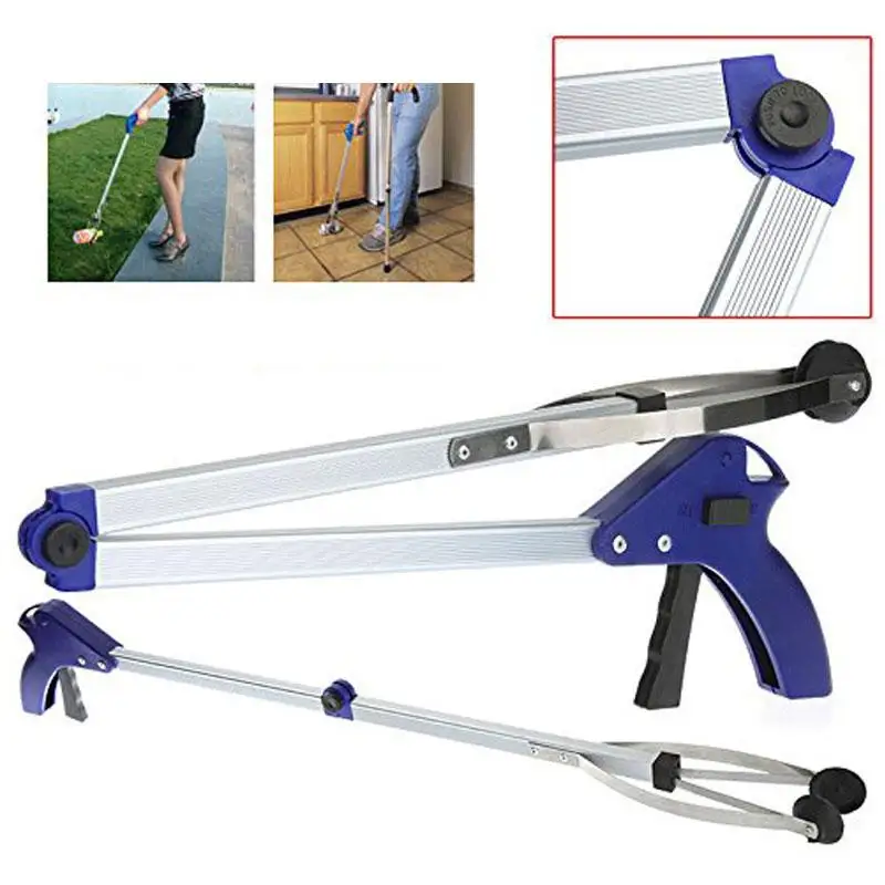 

NEW Foldable Long Trash Clamps Grab Pick Up Tool Curved Handle Design Portable Factory House Pickup Grabber Tools