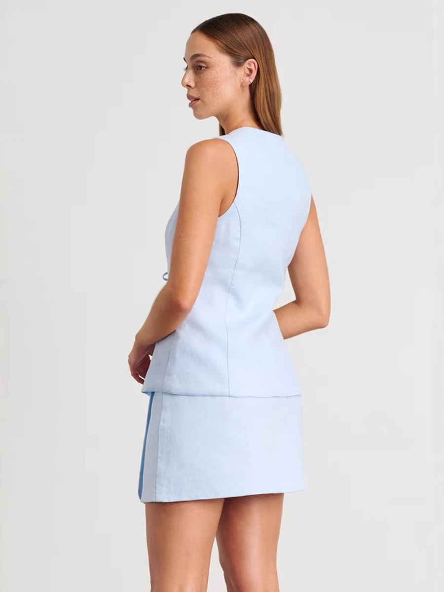 Жилет на бретельках Bronladies комплект с короткой юбкой новый женский топ без