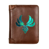 luxury genshin impact wind element printing genuine leather men wallet classic pocket slim card holder male short coin purses