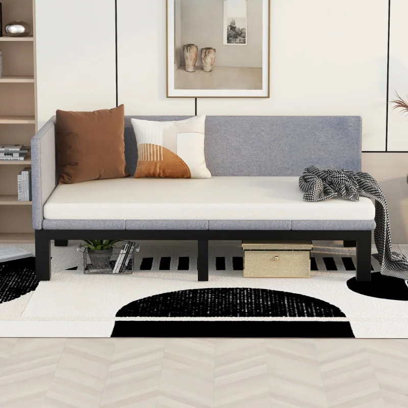 

[Flash Deal] Upholstered Sofa Bed/sofa Bed Frame Double Size Linen Grey Elegant Simple Sitting and Sleeping Soft [US Stock]