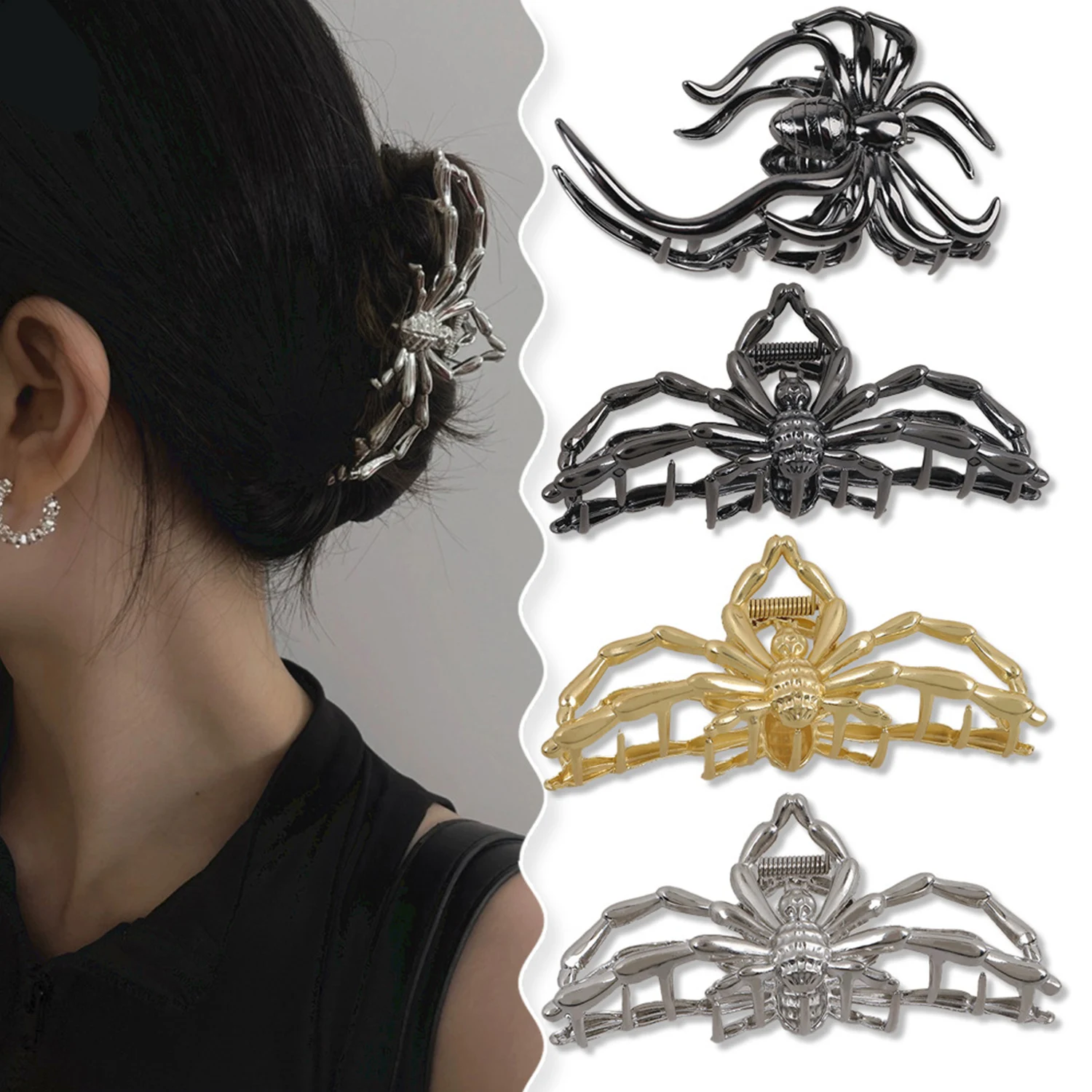 

Korean New Large Spider Hair Claw Clip Personality Charm Halloween Hairpin Gothic Punk Hair Accessories For Women Headdress