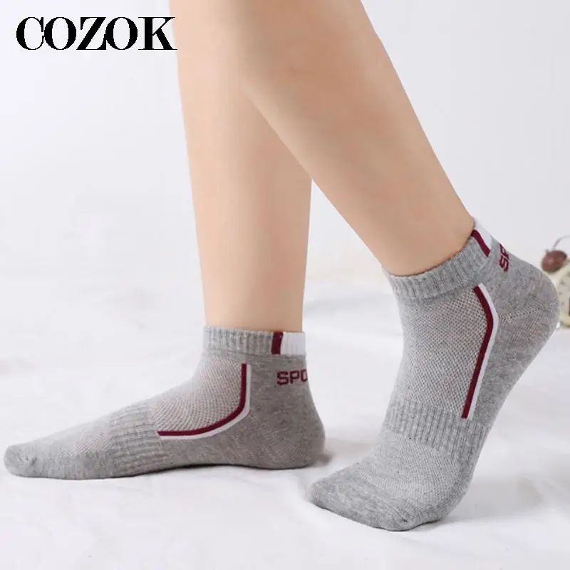 5 Pairs Big Size 38-47 Men Ankle Socks Breathable Cotton Sports Socks Mesh Casual Athletic Summer Thin Cut Short Sokken For Male