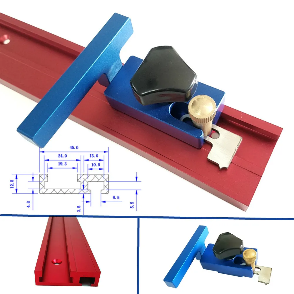 

45 Model Aluminium alloy Miter Track Stop T-tracks and Slot Miter Track Jig Fixture Woodworking DIY Tools for Router Table