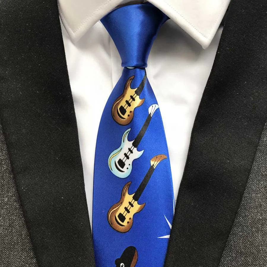 

New Design Men Musical Necktie Guitar Pattern Musician Concert Ties for Party