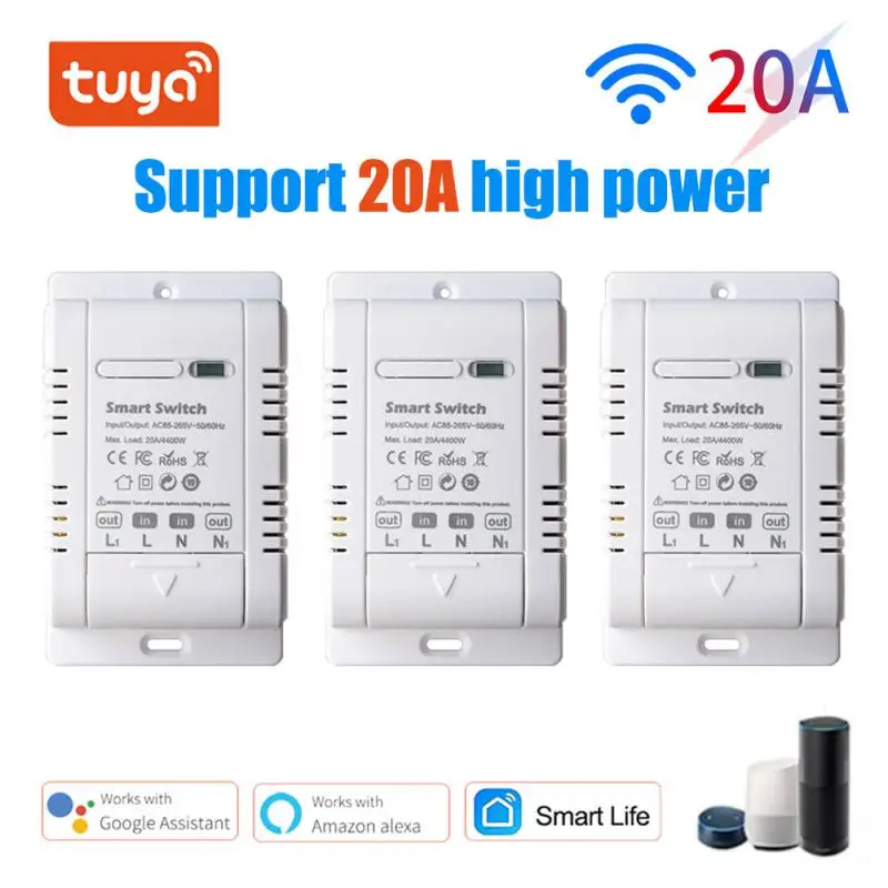 

Модуль смарт-выключателя Tuya WiF с поддержкой Bluetooth и таймером, 20 А