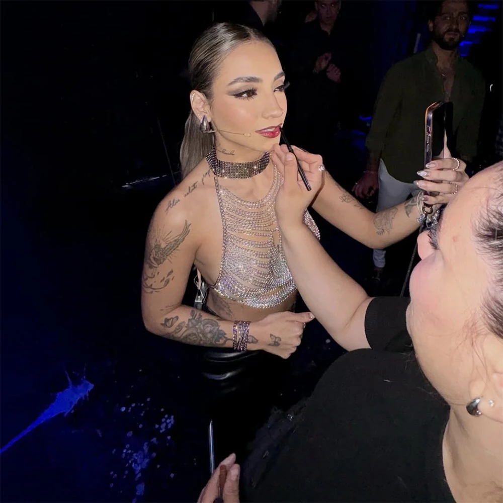 YOUR BUMP CURVE Металлическая цепочка для сращивания сетка с лямкой на шее полая спинка