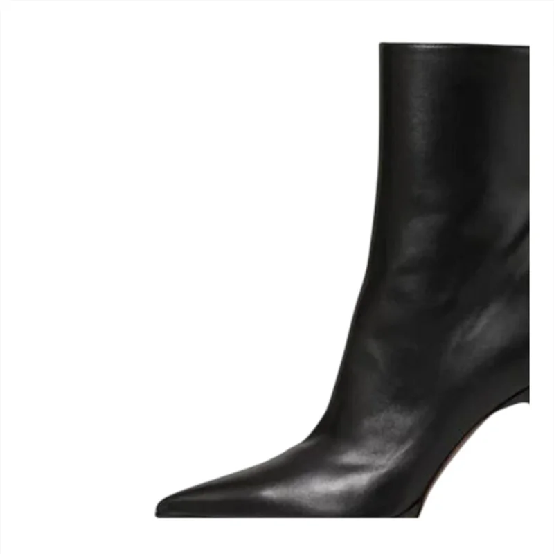 2023 New Brand Patent Leather Women's Ankle Boots Platform Thin Heels Pointed Toe Sexy Female Booties Zip Fashion Women Shoes