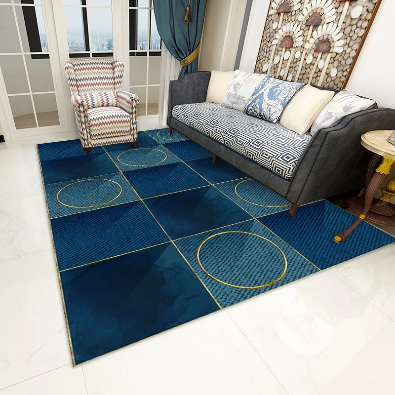 

Reese Living Room Carpet Modern Simple Nordic Fashion Blue Gilt Geometric Abstract Kitchen Anti Slip Area Rug Bedroom Hotel Sofa